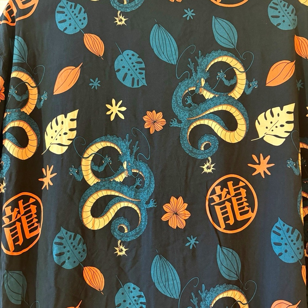 Dragon Ball Z Men's XL Rayon Woven Short Sleeve Button-Up Shirt Shenron Multi